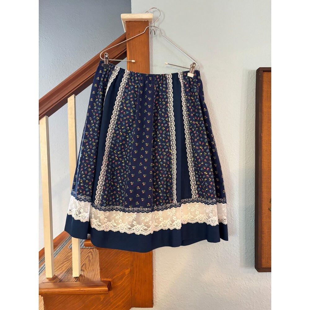 Vintage Floral lace Peasant Skirt carefree fashions square dance rodeo S M